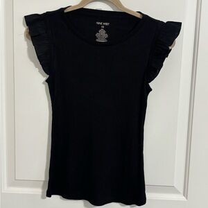 Nine West Black Ruffle Tank Top